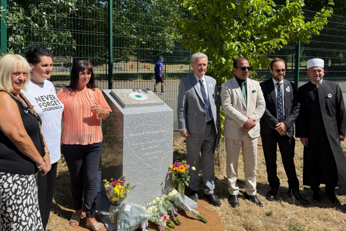 Unveiling of a memorial stone in Thurrock commemorating the Srebrenica ...